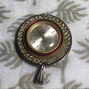 Antique Sheffield shock Resistant Swiss Watch Pendant Gold & Red
